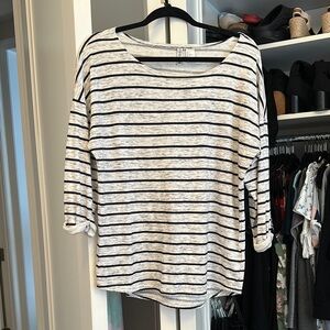 H&M Black and White 3/4 Sleeve Boxy Tee